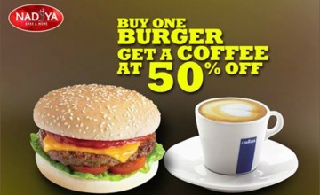 Buy a Burger and get Coffee at 50% off