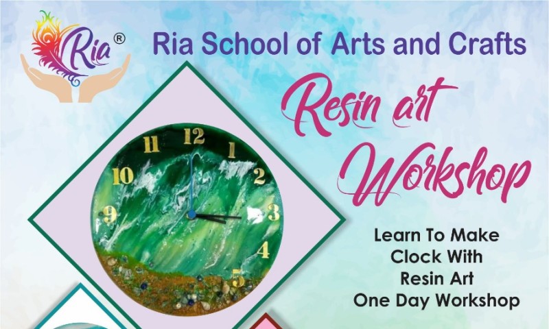 Resin art on clock base - workshop