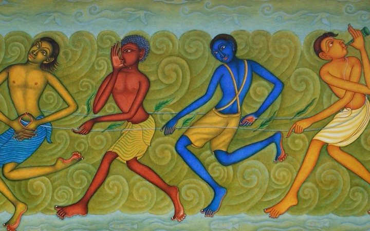 Muthukulam - Art On Canvas & Rice Paper