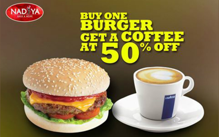Buy a Burger and get Coffee at 50% off