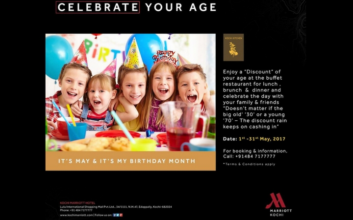 Celebrate Your Age - Food Offers From Kochi Marriott