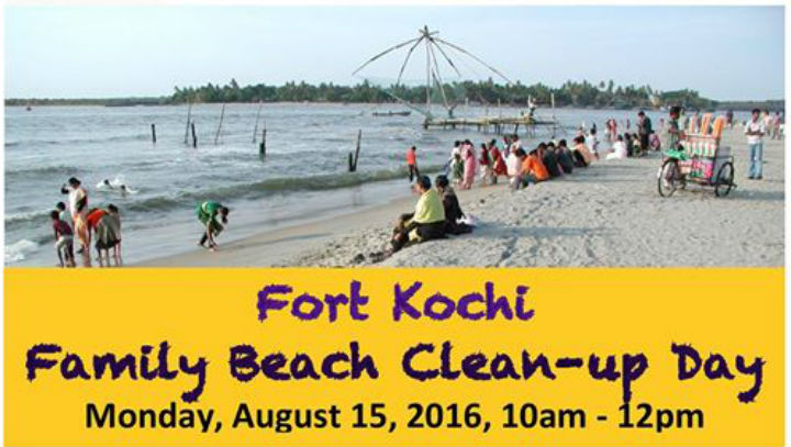 Family Beach clean-up day in Fort Kochi